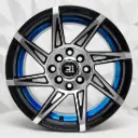 RIN 14X6 4-100/114.3 R1 SPORT QC2057 BLACK MACHINE UNDERCUT BLUE T10 CB73.1