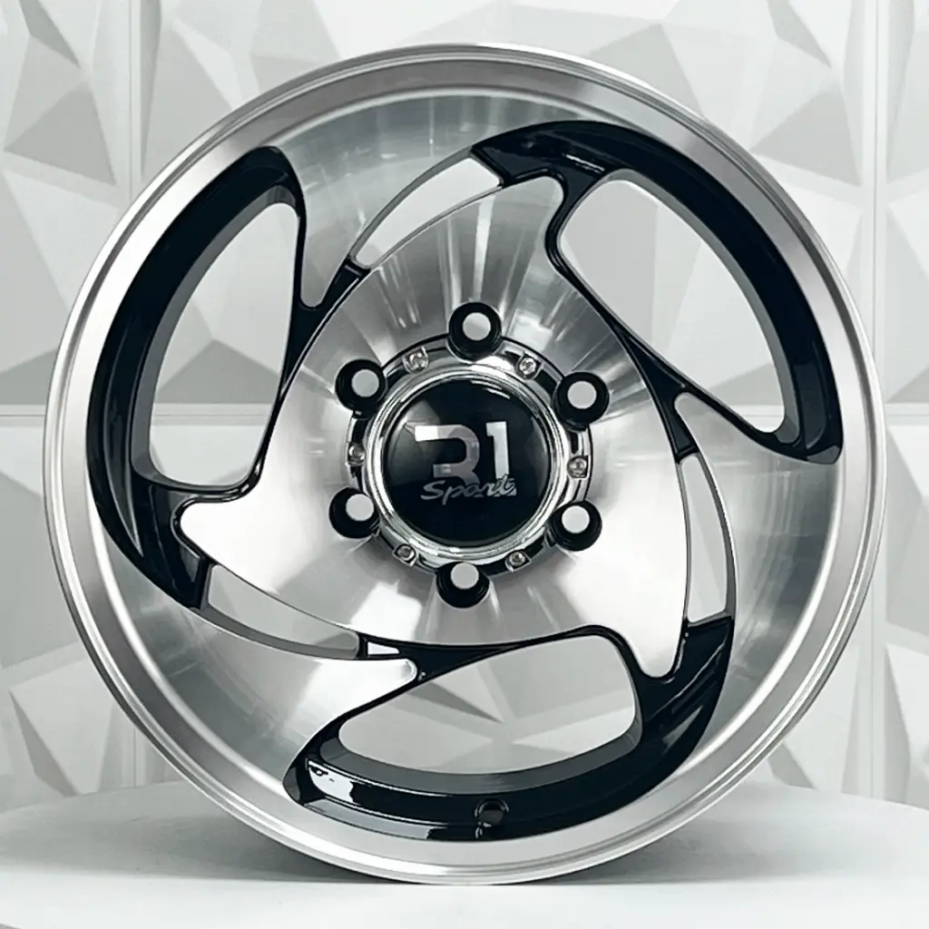 RIN 16X8 6-139.7 R1 SPORT 1070 BLACK MACHINE FACE MACHINE LIP ET-15 CB106