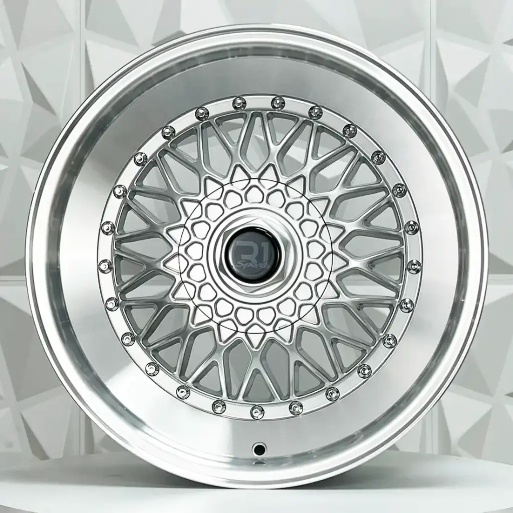 RIN 17X7.5 4-100/114.3 R1 SPORT 357 SILVER MACHINE LIP CHROME RIVETS ET35 CB73.1