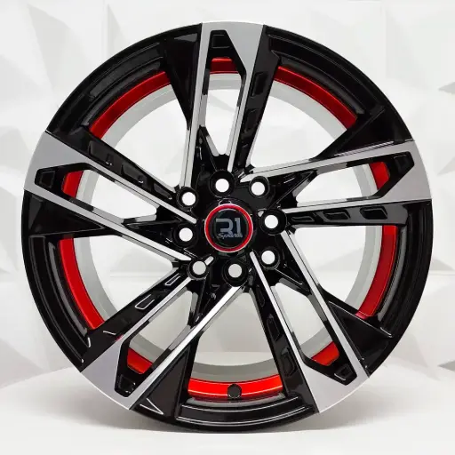 [157602R] RIN 15X8.5 4-100/114.3 R1 SPORT JCW39/MG02 BLACK MACHINE FACE RED UNDERCUT ET5 CB73.1